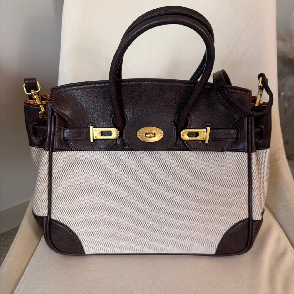 VELANTRA WEEKENDER: Elegant Brown and Cream Women's Handbag - Picture 4 of 16